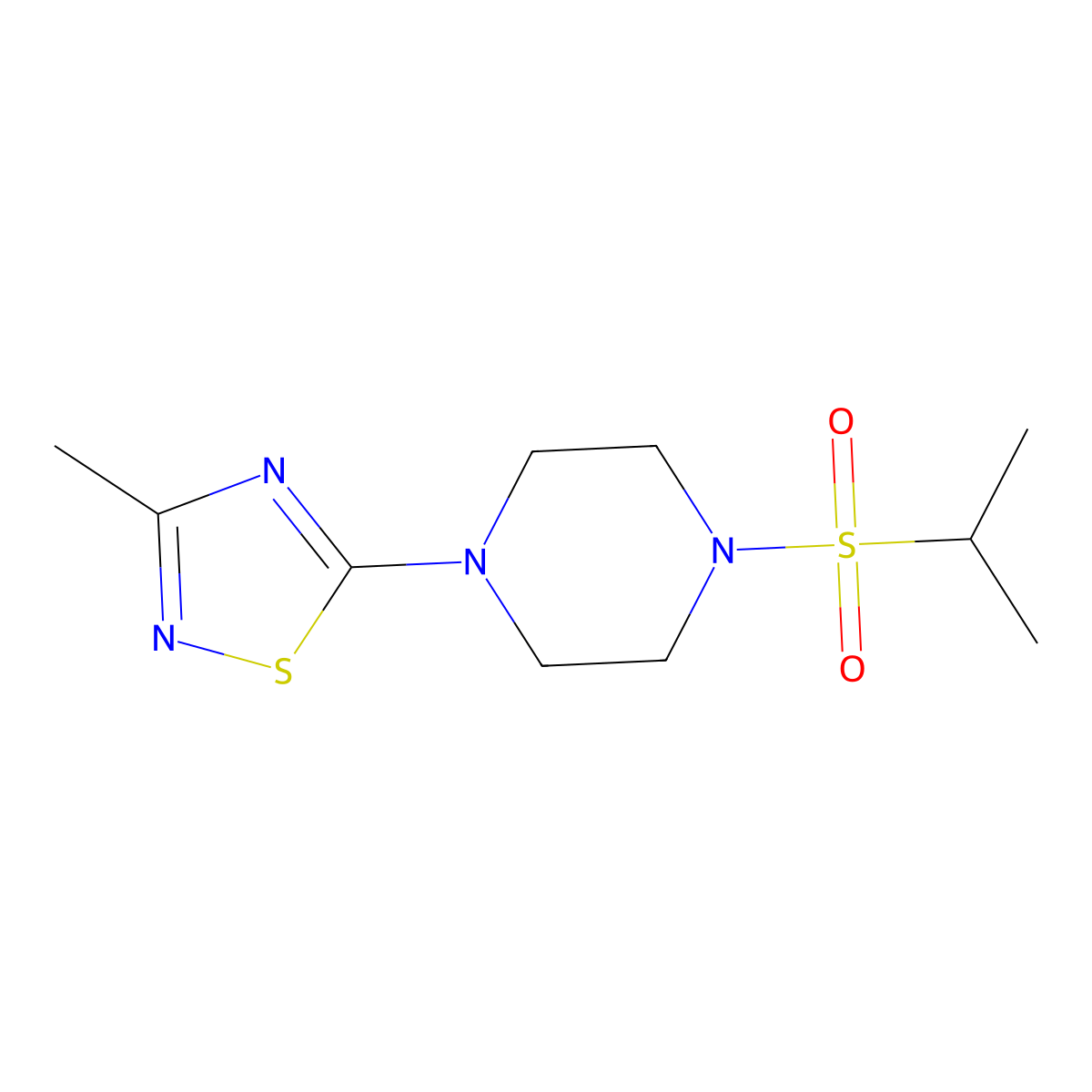 1-(3-Methyl-1,2,4-thiadiazol-5-yl)-4-(propane-2-sulfonyl)piperazine molecular structure, CAS 2741931-96-2