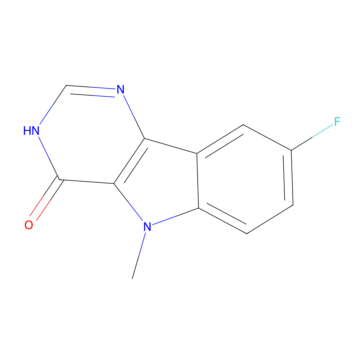 8-fluoro-5-methyl-3H,4H,5H-pyrimido[5,4-b]indol-4-one molecular structure, CAS 2741932-02-3