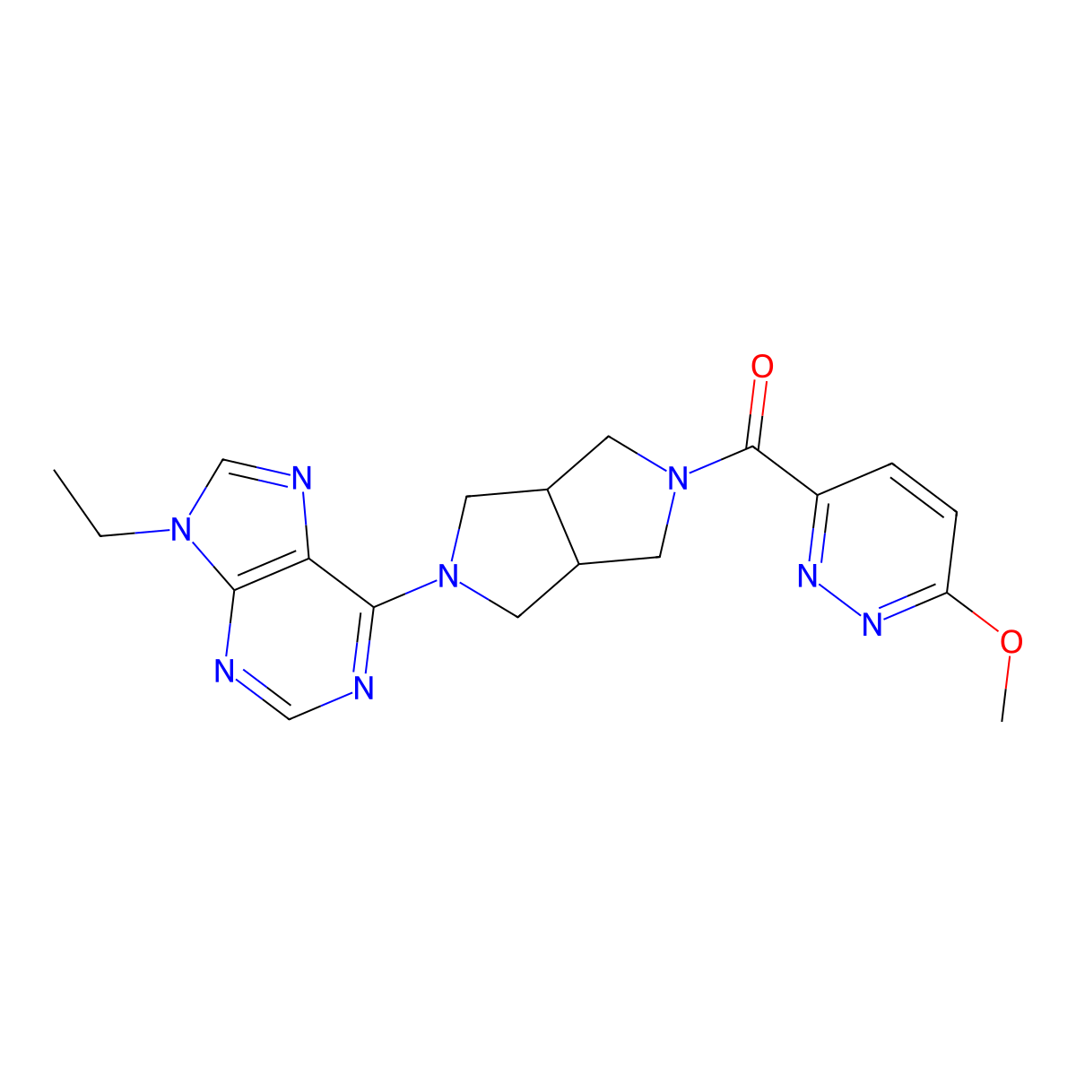 9-ethyl-6-[5-(6-methoxypyridazine-3-carbonyl)-octahydropyrrolo[3,4-c]pyrrol-2-yl]-9H-purine molecular structure, CAS 2741932-04-5