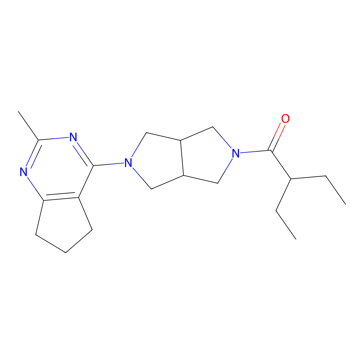2-ethyl-1-(5-{2-methyl-5H,6H,7H-cyclopenta[d]pyrimidin-4-yl}-octahydropyrrolo[3,4-c]pyrrol-2-yl)butan-1-one molecular structure, CAS 2741932-07-8