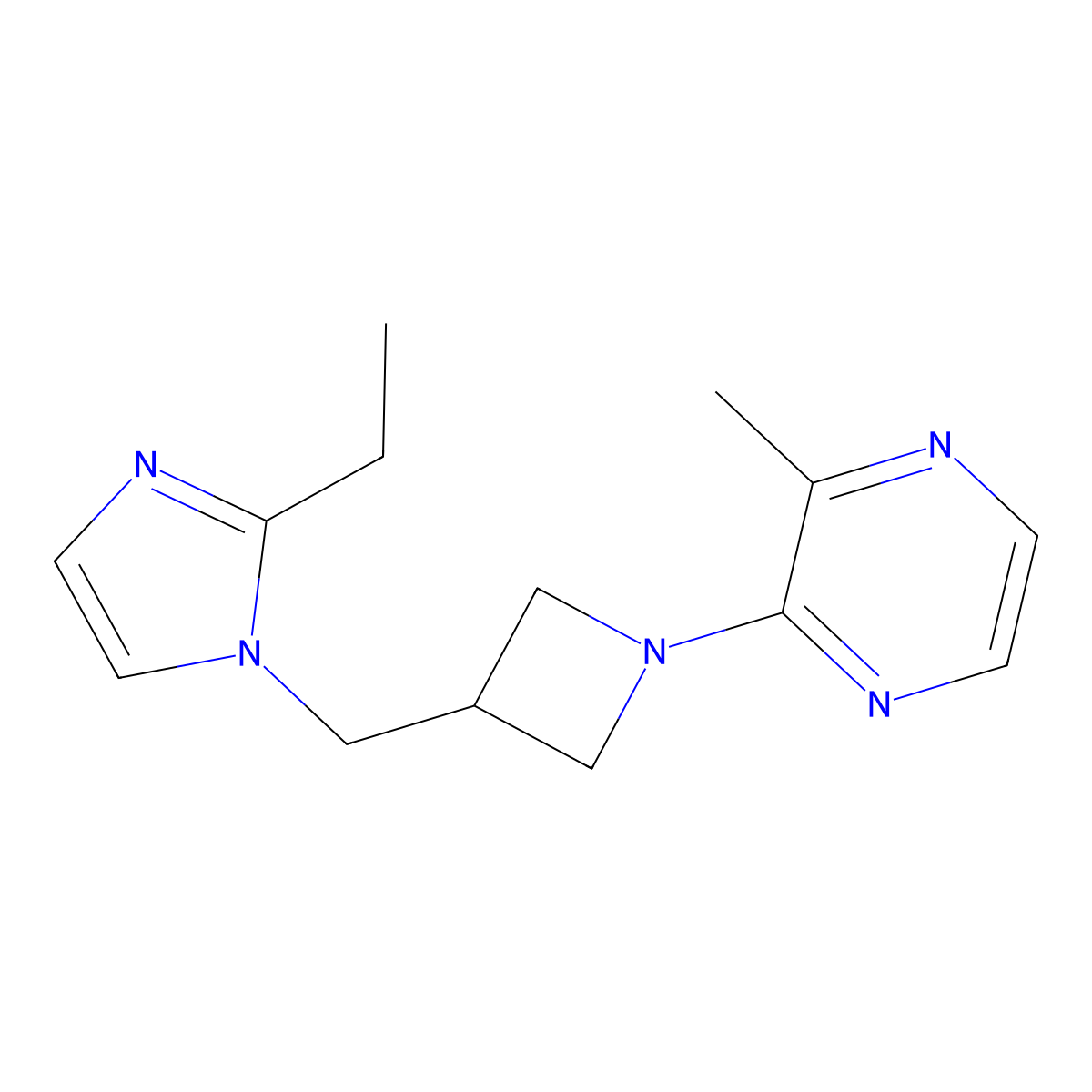2-{3-[(2-ethyl-1H-imidazol-1-yl)methyl]azetidin-1-yl}-3-methylpyrazine molecular structure, CAS 2741932-10-3