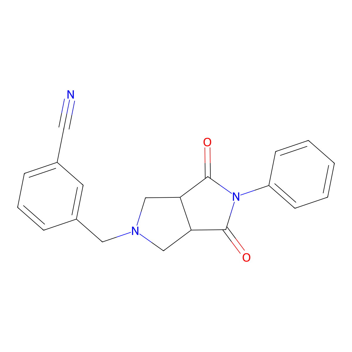 3-({4,6-Dioxo-5-phenyl-octahydropyrrolo[3,4-c]pyrrol-2-yl}methyl)benzonitrile molecular structure, CAS 2741932-15-8