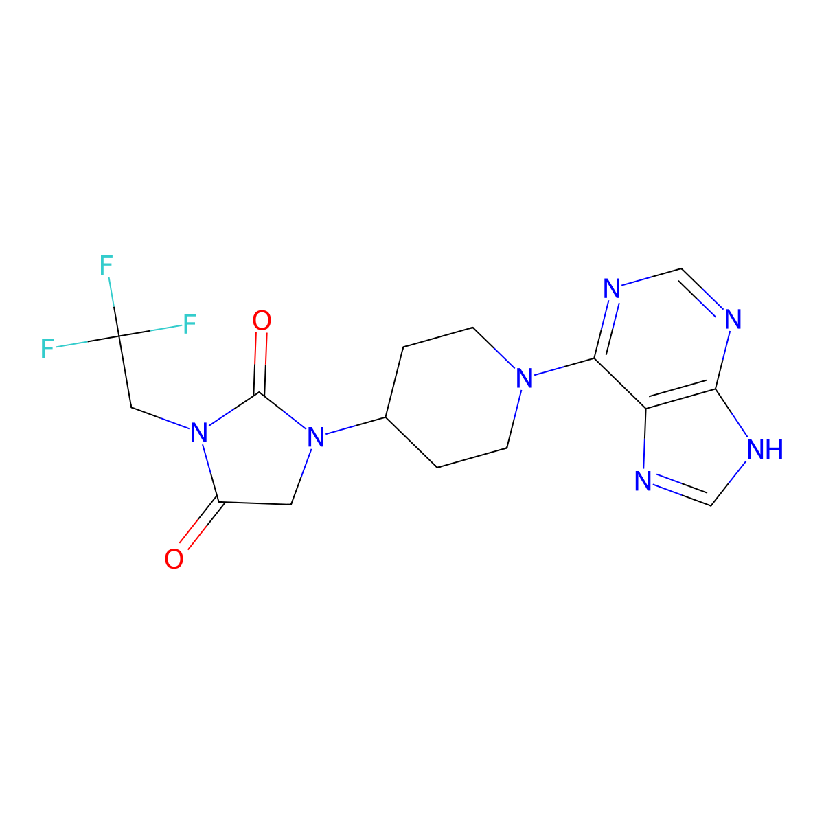 1-[1-(9H-purin-6-yl)piperidin-4-yl]-3-(2,2,2-trifluoroethyl)imidazolidine-2,4-dione molecular structure, CAS 2741932-17-0