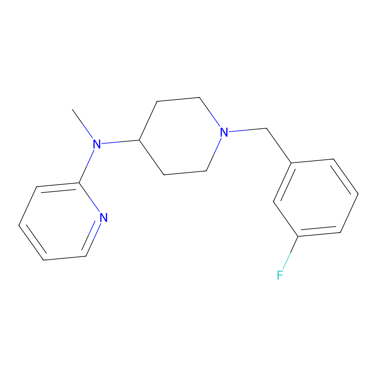 N-{1-[(3-fluorophenyl)methyl]piperidin-4-yl}-N-methylpyridin-2-amine molecular structure, CAS 2741932-19-2