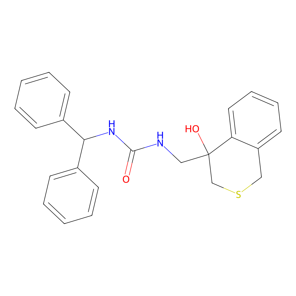 1-(diphenylmethyl)-3-[(4-hydroxy-3,4-dihydro-1H-2-benzothiopyran-4-yl)methyl]urea molecular structure, CAS 2741932-22-7
