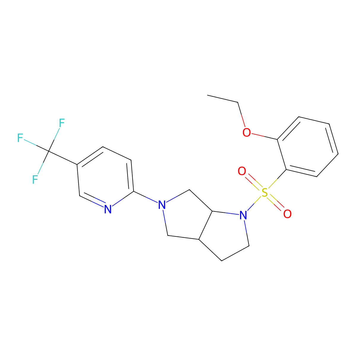 2-[1-(2-Ethoxybenzenesulfonyl)-octahydropyrrolo[2,3-c]pyrrol-5-yl]-5-(trifluoromethyl)pyridine molecular structure, CAS 2741932-28-3