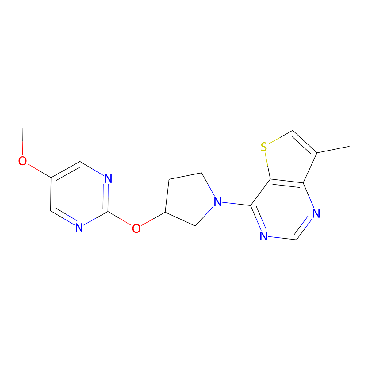 5-Methoxy-2-[(1-{7-methylthieno[3,2-d]pyrimidin-4-yl}pyrrolidin-3-yl)oxy]pyrimidine molecular structure, CAS 2741932-31-8