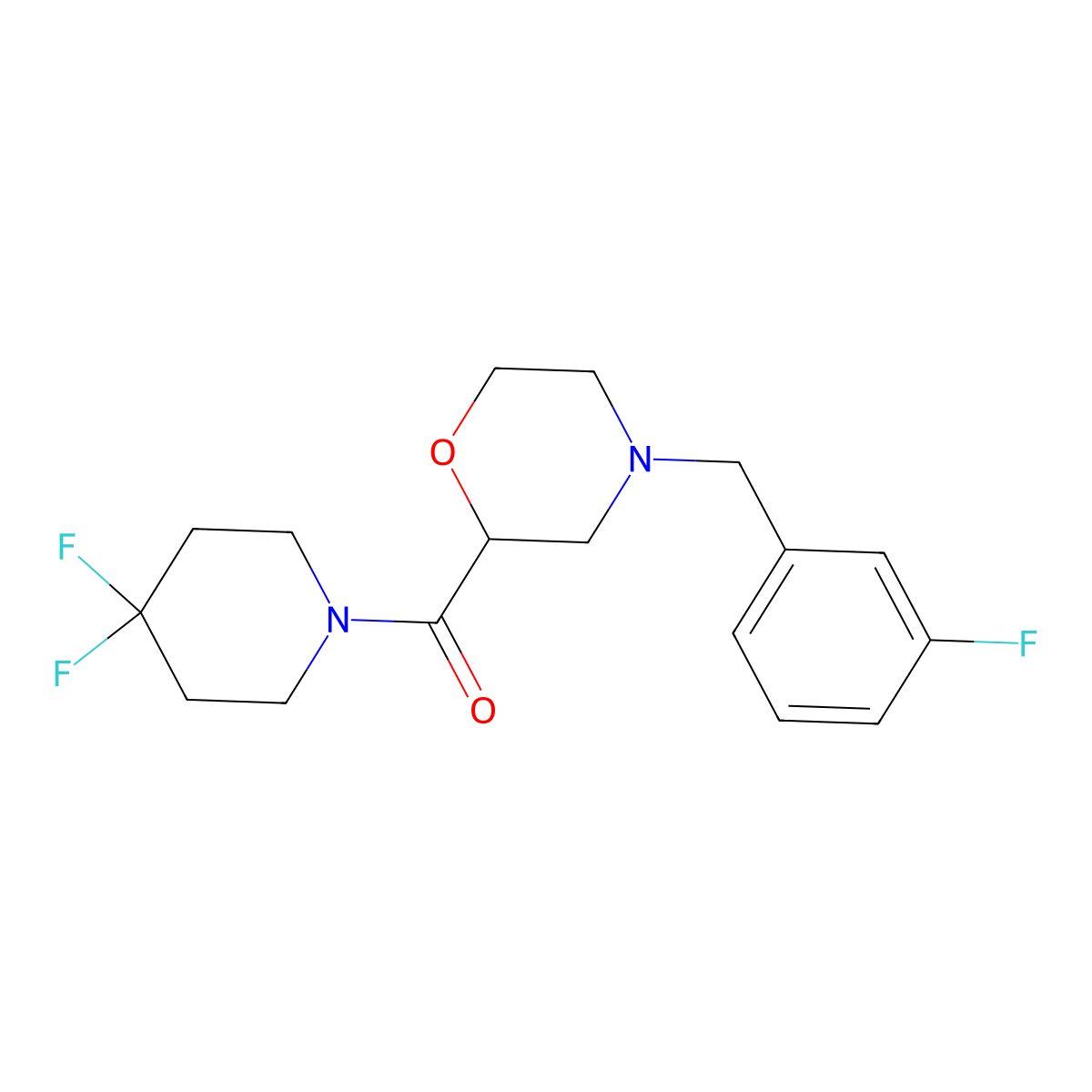 2-(4,4-Difluoropiperidine-1-carbonyl)-4-[(3-fluorophenyl)methyl]morpholine molecular structure, CAS 2741932-34-1
