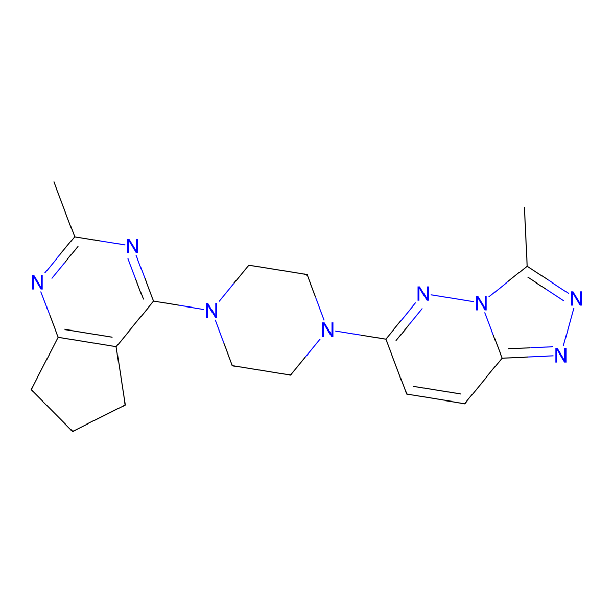 1-{2-methyl-5H,6H,7H-cyclopenta[d]pyrimidin-4-yl}-4-{3-methyl-[1,2,4]triazolo[4,3-b]pyridazin-6-yl}piperazine molecular structure, CAS 2741932-36-3