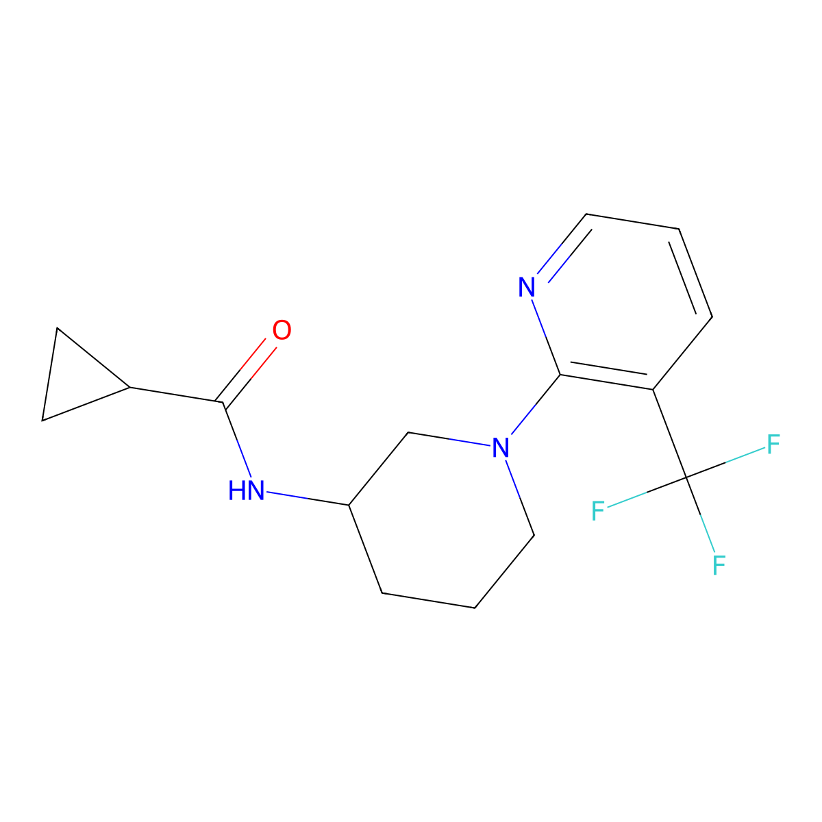 N-{1-[3-(trifluoromethyl)pyridin-2-yl]piperidin-3-yl}cyclopropanecarboxamide molecular structure, CAS 2741932-43-2