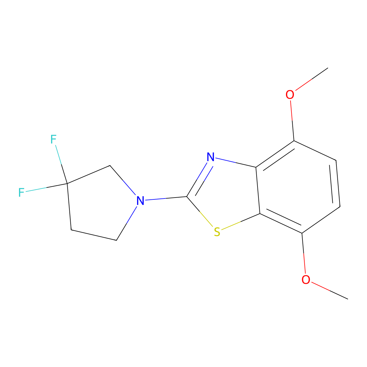 2-(3,3-Difluoropyrrolidin-1-yl)-4,7-dimethoxy-1,3-benzothiazole molecular structure, CAS 2741932-46-5
