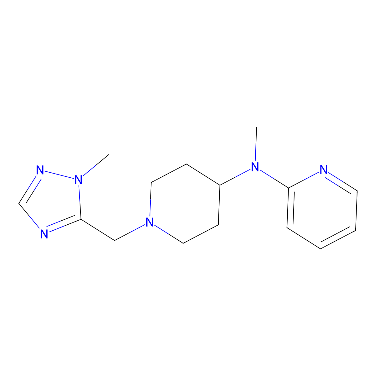 N-methyl-N-{1-[(1-methyl-1H-1,2,4-triazol-5-yl)methyl]piperidin-4-yl}pyridin-2-amine molecular structure, CAS 2741932-48-7