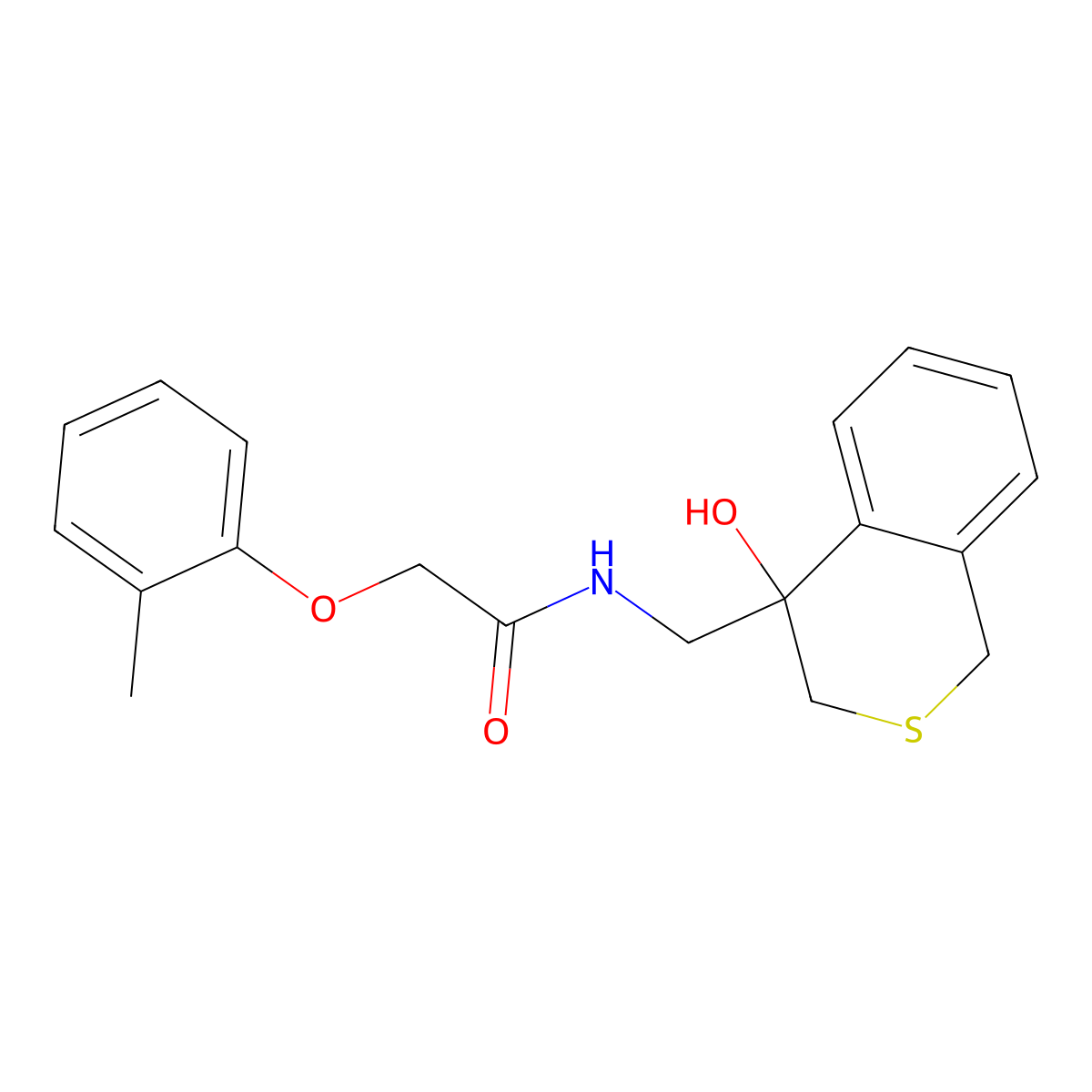 N-[(4-hydroxy-3,4-dihydro-1H-2-benzothiopyran-4-yl)methyl]-2-(2-methylphenoxy)acetamide molecular structure, CAS 2741932-52-3