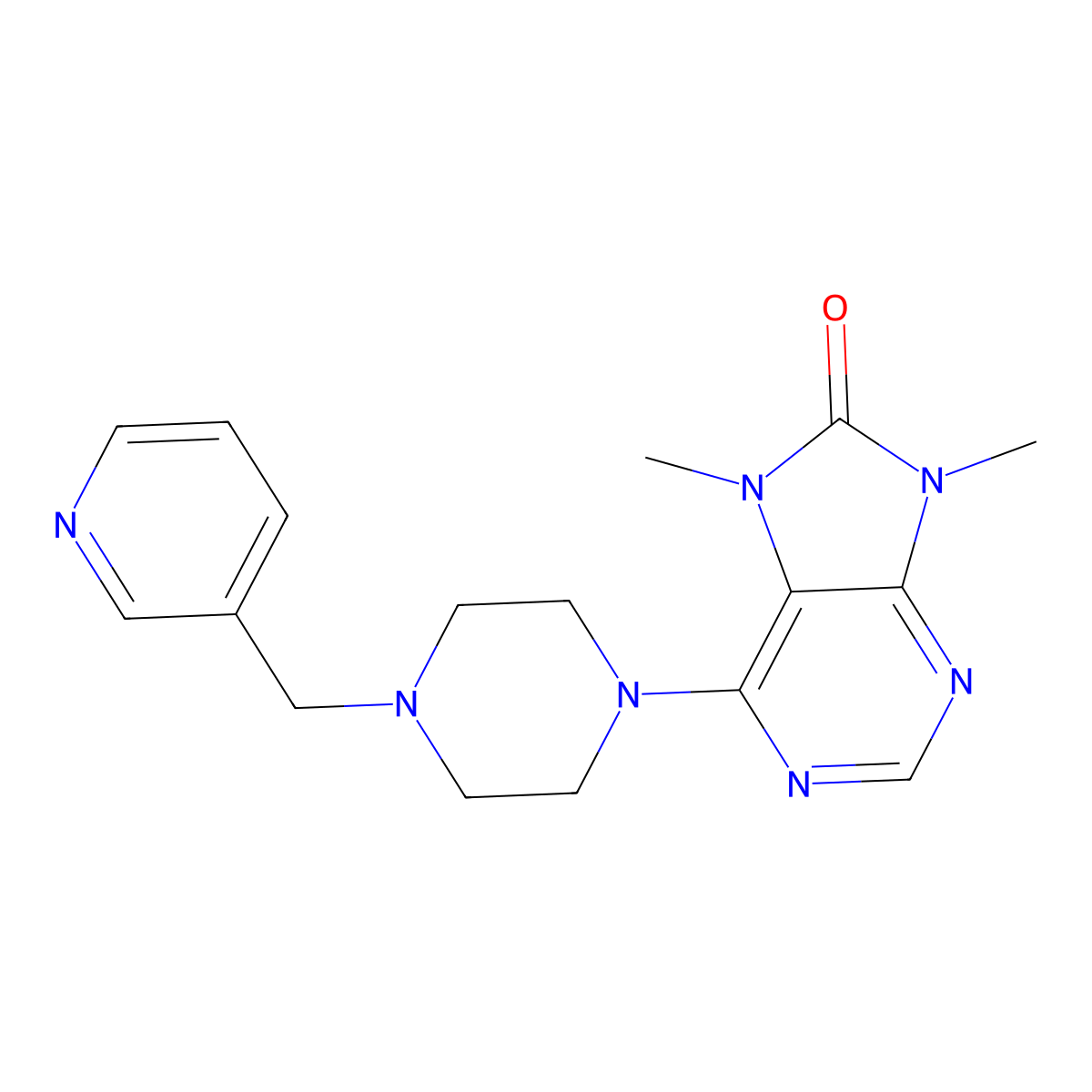 7,9-dimethyl-6-{4-[(pyridin-3-yl)methyl]piperazin-1-yl}-8,9-dihydro-7H-purin-8-one molecular structure, CAS 2741932-56-7