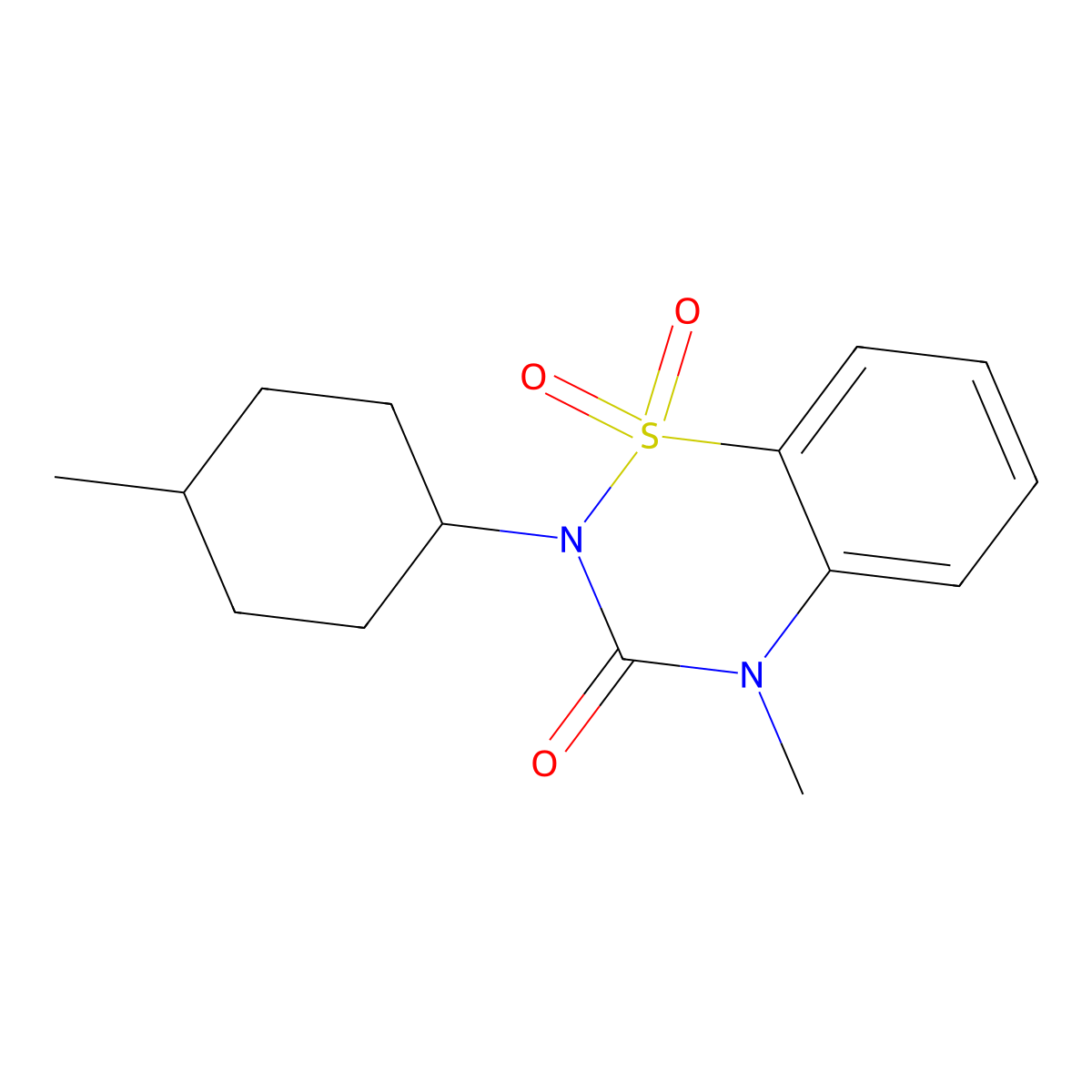 4-Methyl-2-(4-methylcyclohexyl)-1,1-dioxo-1lambda6,2,4-benzothiadiazin-3-one molecular structure, CAS 2741932-65-8