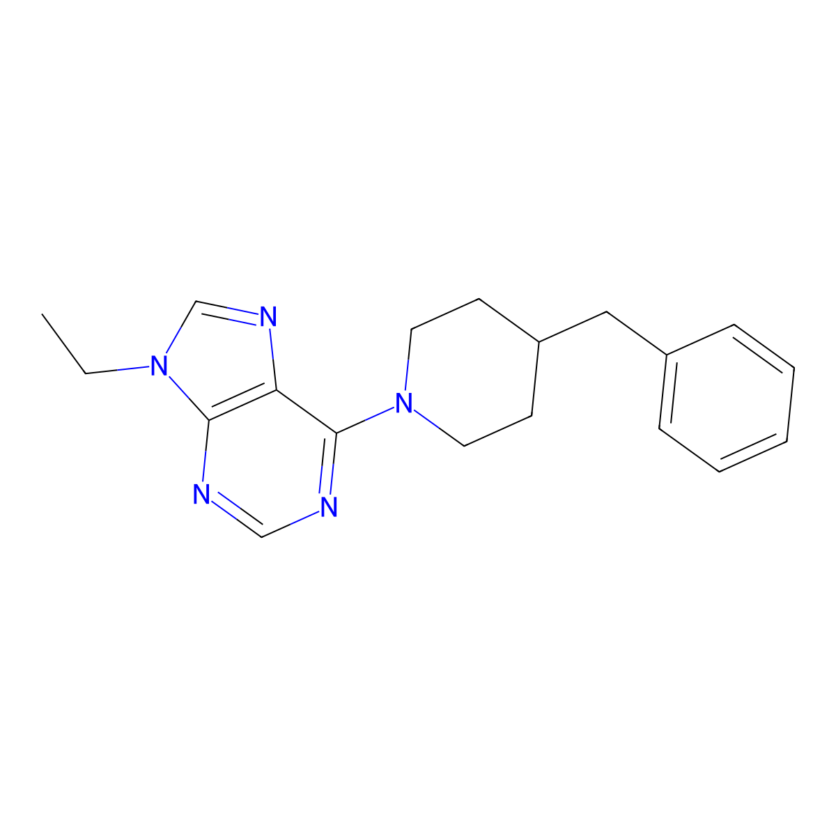 6-(4-benzylpiperidin-1-yl)-9-ethyl-9H-purine molecular structure, CAS 2741932-66-9