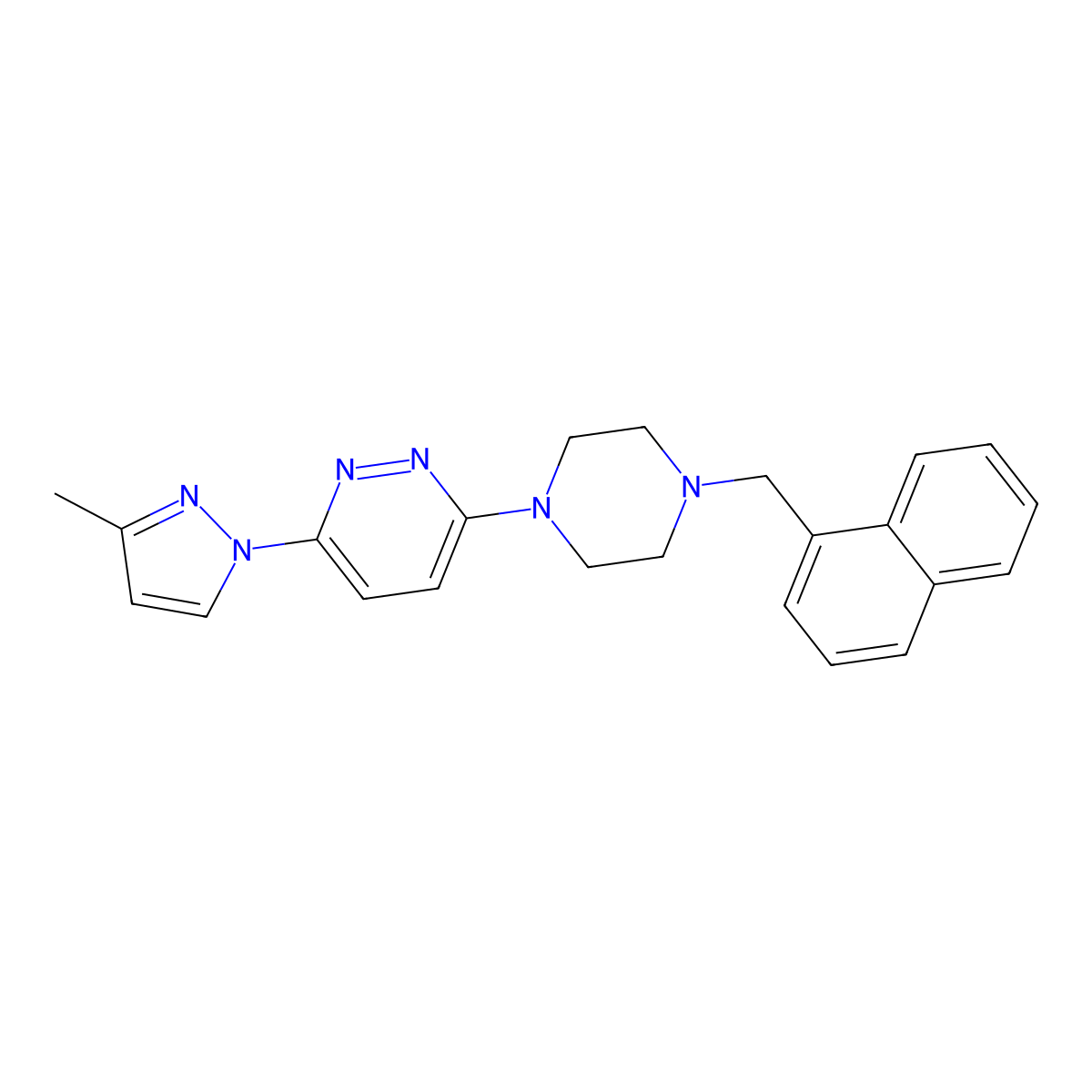 3-(3-methyl-1H-pyrazol-1-yl)-6-{4-[(naphthalen-1-yl)methyl]piperazin-1-yl}pyridazine molecular structure, CAS 2741932-68-1