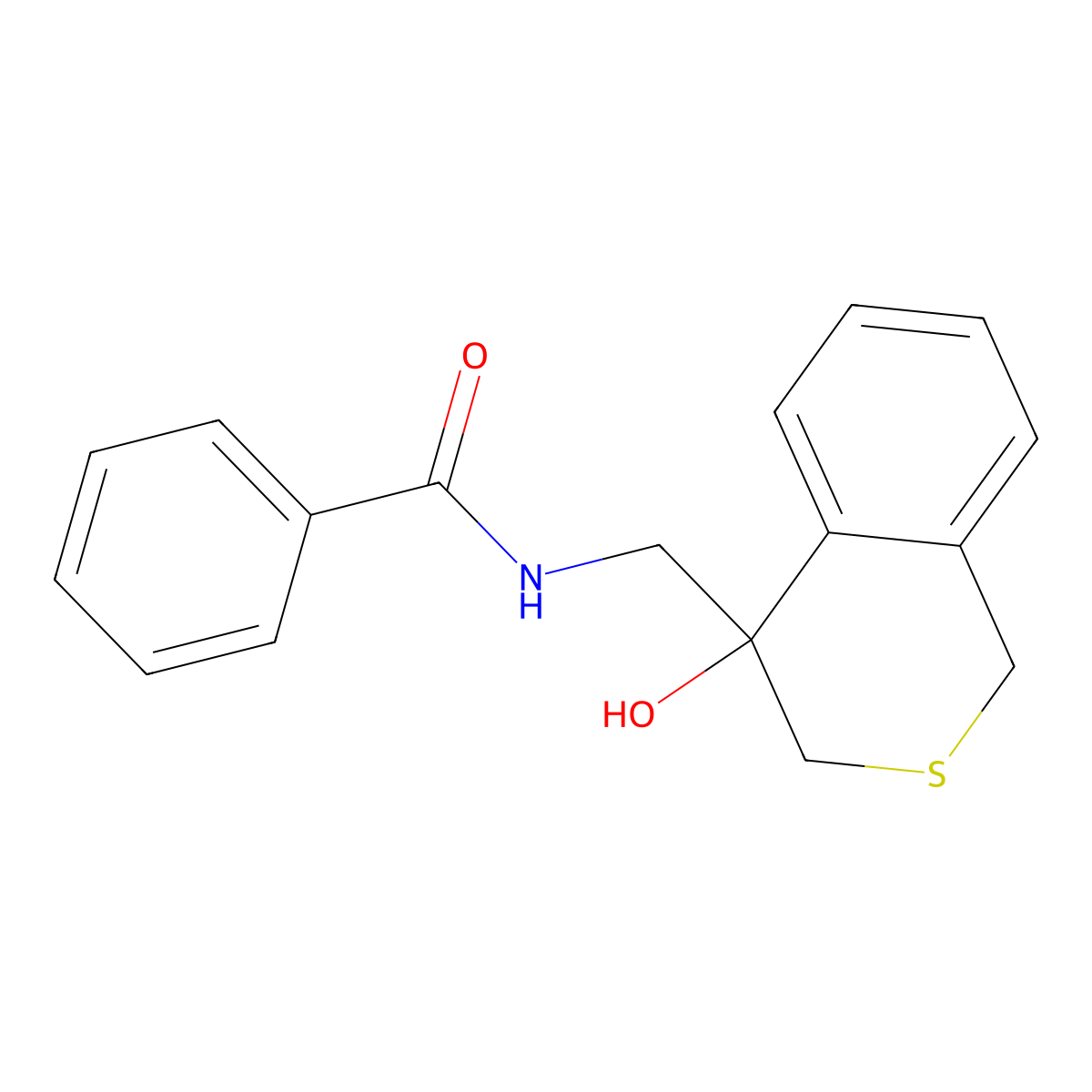N-[(4-hydroxy-3,4-dihydro-1H-2-benzothiopyran-4-yl)methyl]benzamide molecular structure, CAS 2741932-69-2