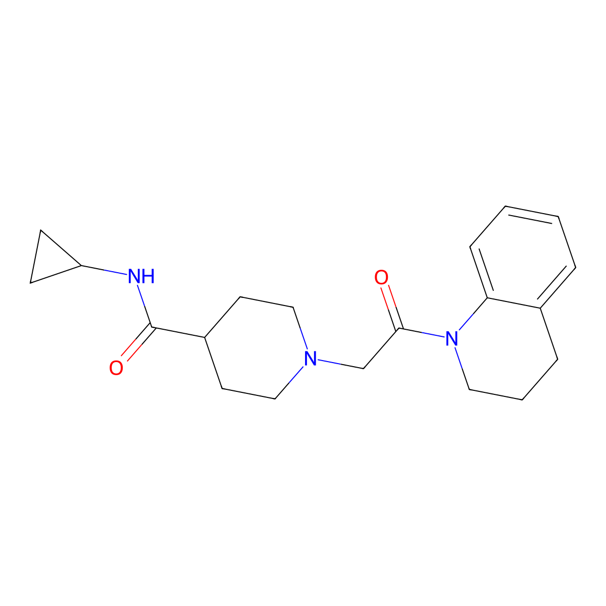N-cyclopropyl-1-[2-oxo-2-(1,2,3,4-tetrahydroquinolin-1-yl)ethyl]piperidine-4-carboxamide molecular structure, CAS 2741932-84-1