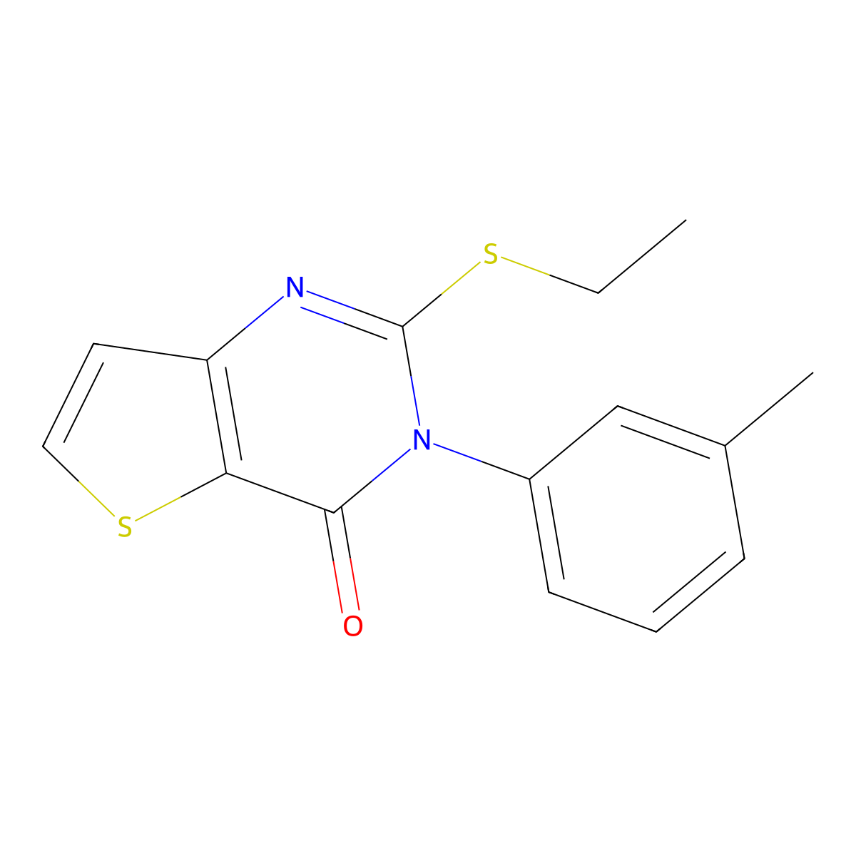 2-(ethylsulfanyl)-3-(3-methylphenyl)-3H,4H-thieno[3,2-d]pyrimidin-4-one molecular structure, CAS 2741932-86-3
