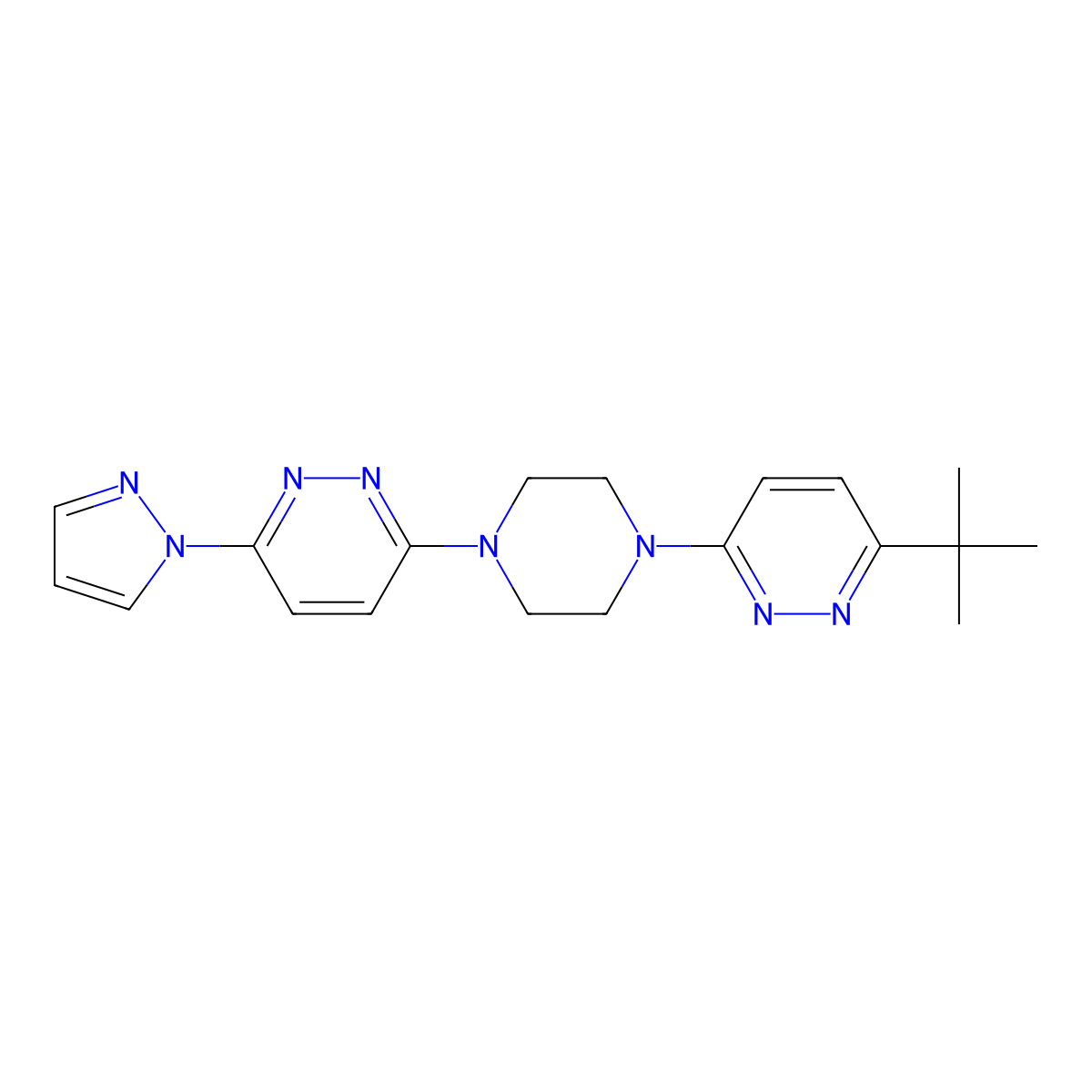3-[4-(6-tert-butylpyridazin-3-yl)piperazin-1-yl]-6-(1H-pyrazol-1-yl)pyridazine molecular structure, CAS 2741932-87-4