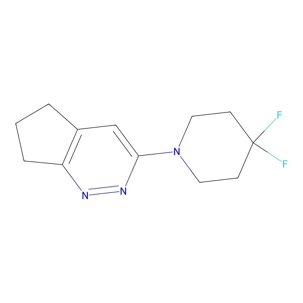 1-{5H,6H,7H-cyclopenta[c]pyridazin-3-yl}-4,4-difluoropiperidine molecular structure, CAS 2741932-94-3