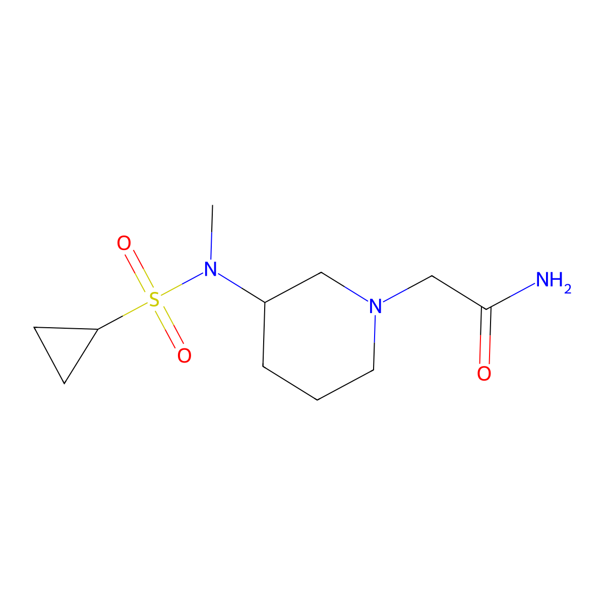 2-[3-(N-methylcyclopropanesulfonamido)piperidin-1-yl]acetamide molecular structure, CAS 2741932-95-4