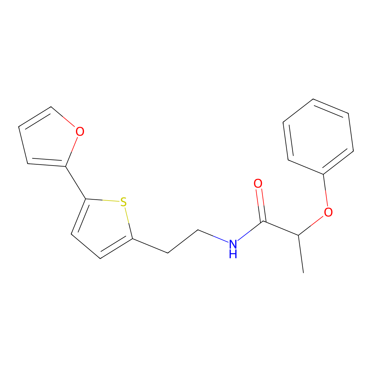 N-{2-[5-(furan-2-yl)thiophen-2-yl]ethyl}-2-phenoxypropanamide molecular structure, CAS 2741932-97-6