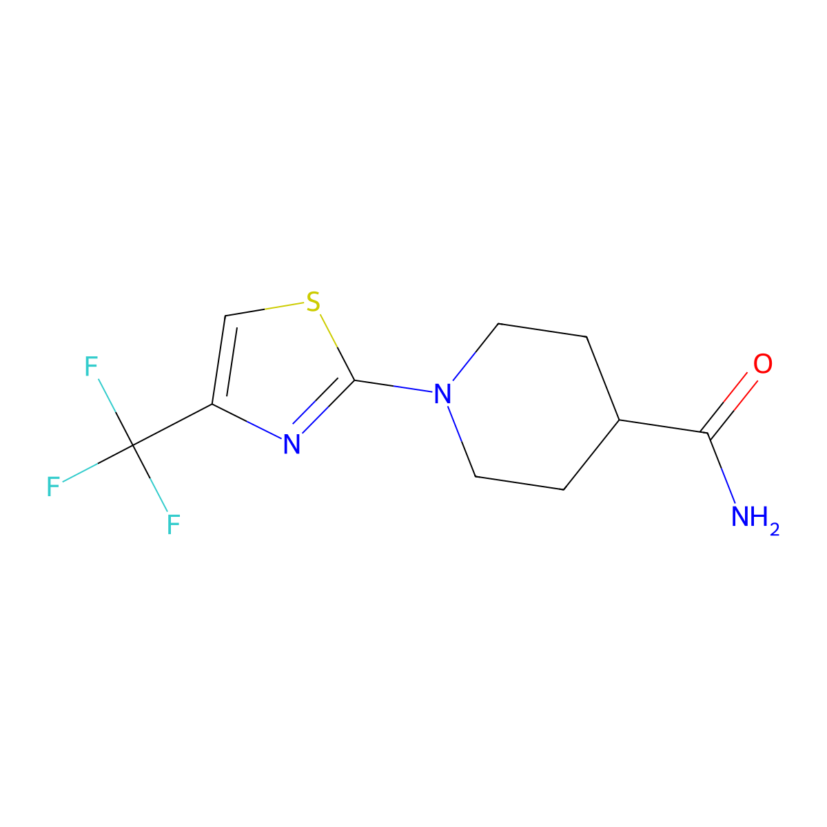 1-[4-(Trifluoromethyl)-1,3-thiazol-2-yl]piperidine-4-carboxamide molecular structure, CAS 2741932-99-8