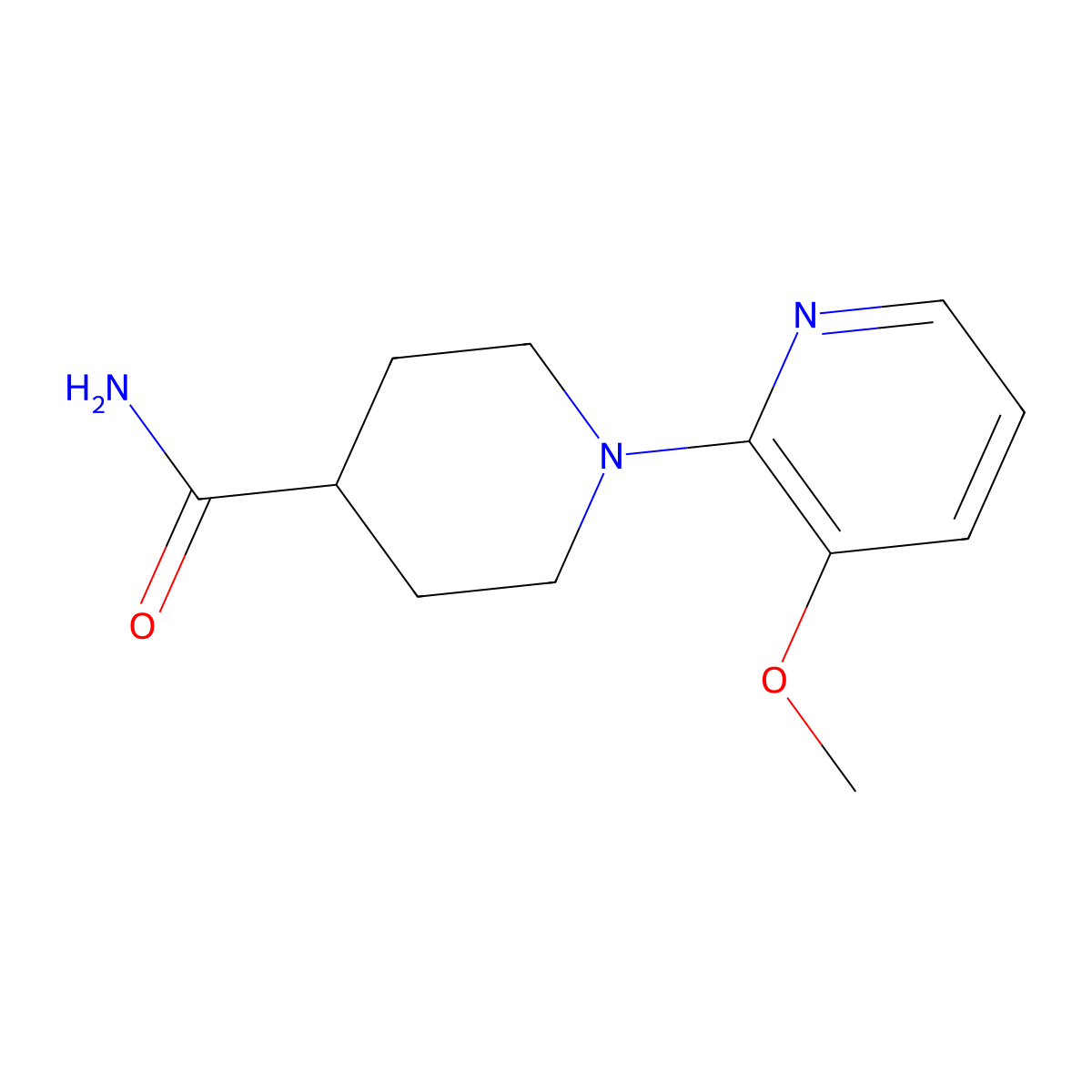 1-(3-Methoxypyridin-2-yl)piperidine-4-carboxamide molecular structure, CAS 2741933-07-1