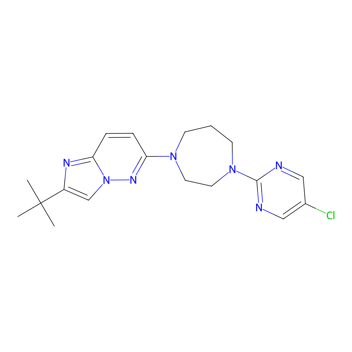 1-{2-Tert-butylimidazo[1,2-b]pyridazin-6-yl}-4-(5-chloropyrimidin-2-yl)-1,4-diazepane molecular structure, CAS 2741933-08-2