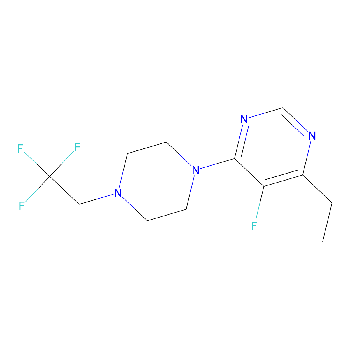4-Ethyl-5-fluoro-6-[4-(2,2,2-trifluoroethyl)piperazin-1-yl]pyrimidine molecular structure, CAS 2741933-12-8
