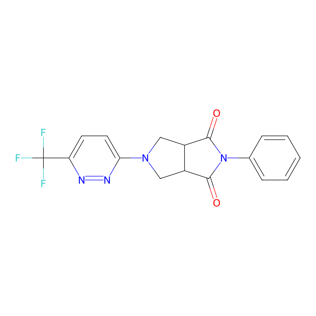 2-Phenyl-5-[6-(trifluoromethyl)pyridazin-3-yl]-octahydropyrrolo[3,4-c]pyrrole-1,3-dione molecular structure, CAS 2741933-13-9