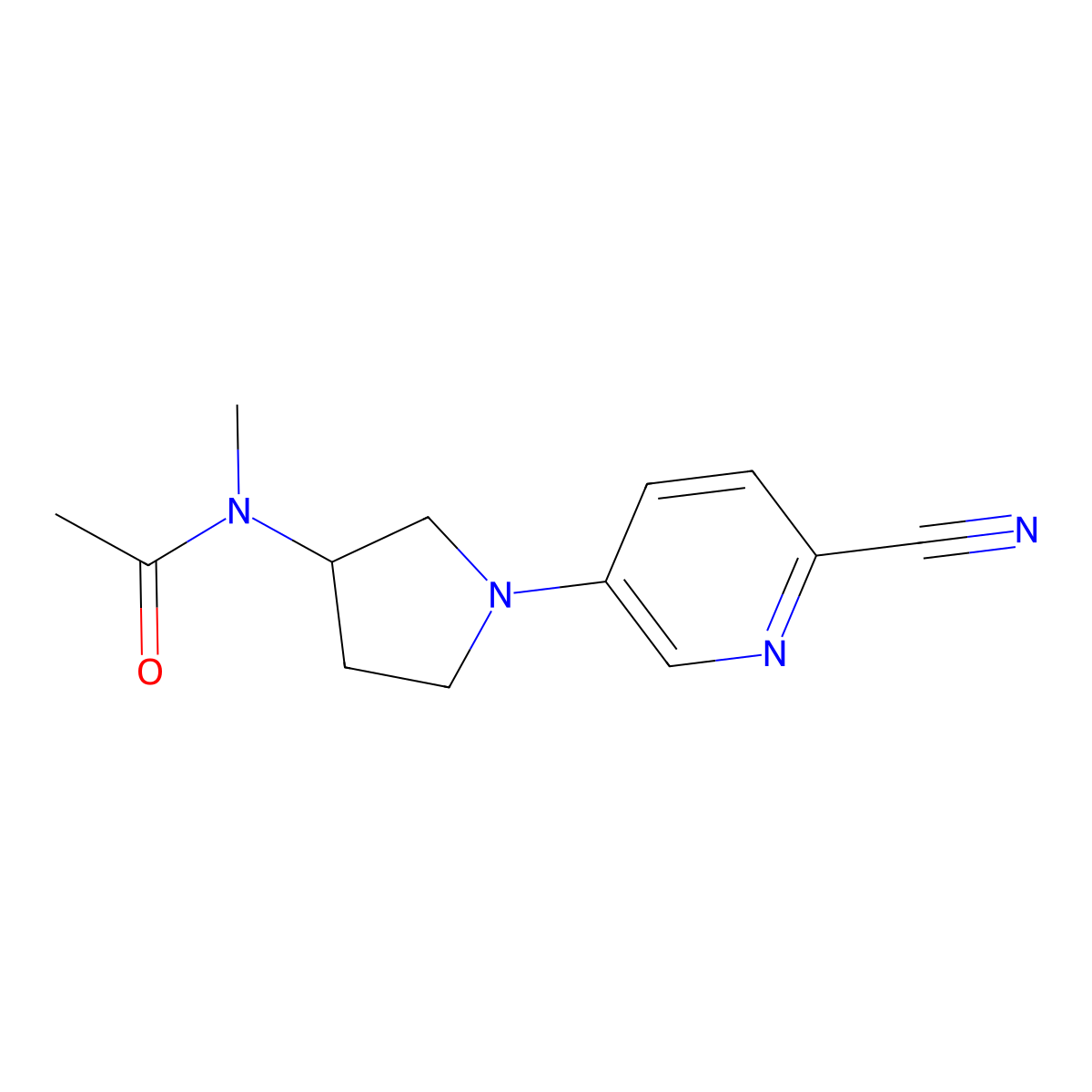 N-[1-(6-cyanopyridin-3-yl)pyrrolidin-3-yl]-N-methylacetamide molecular structure, CAS 2741933-18-4