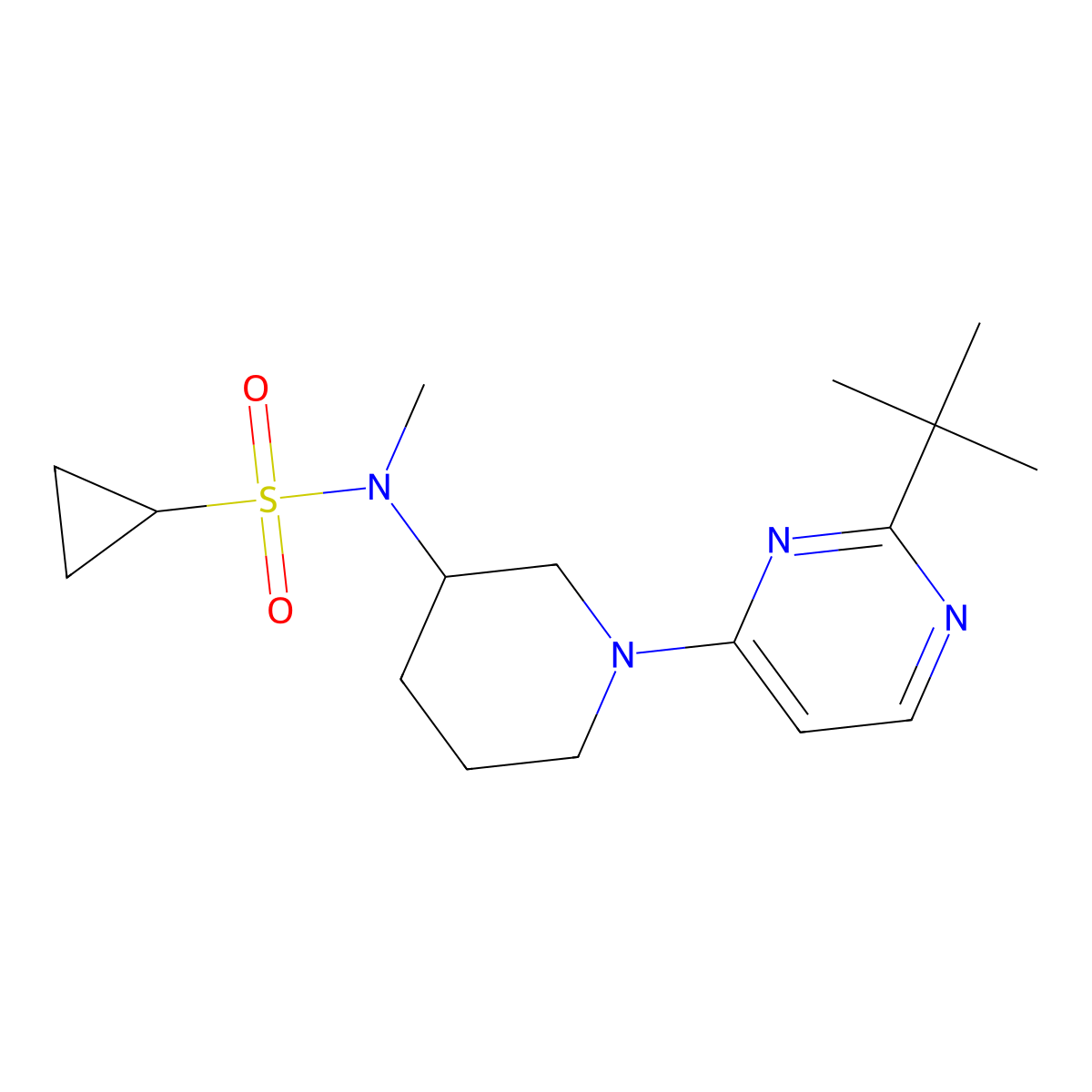 N-[1-(2-tert-butylpyrimidin-4-yl)piperidin-3-yl]-N-methylcyclopropanesulfonamide molecular structure, CAS 2741933-21-9