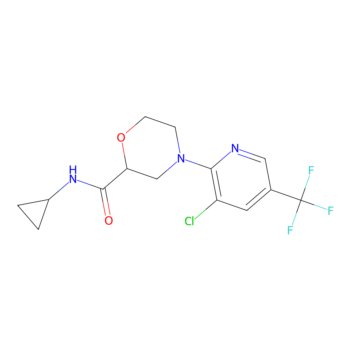 4-[3-chloro-5-(trifluoromethyl)pyridin-2-yl]-N-cyclopropylmorpholine-2-carboxamide molecular structure, CAS 2741933-27-5