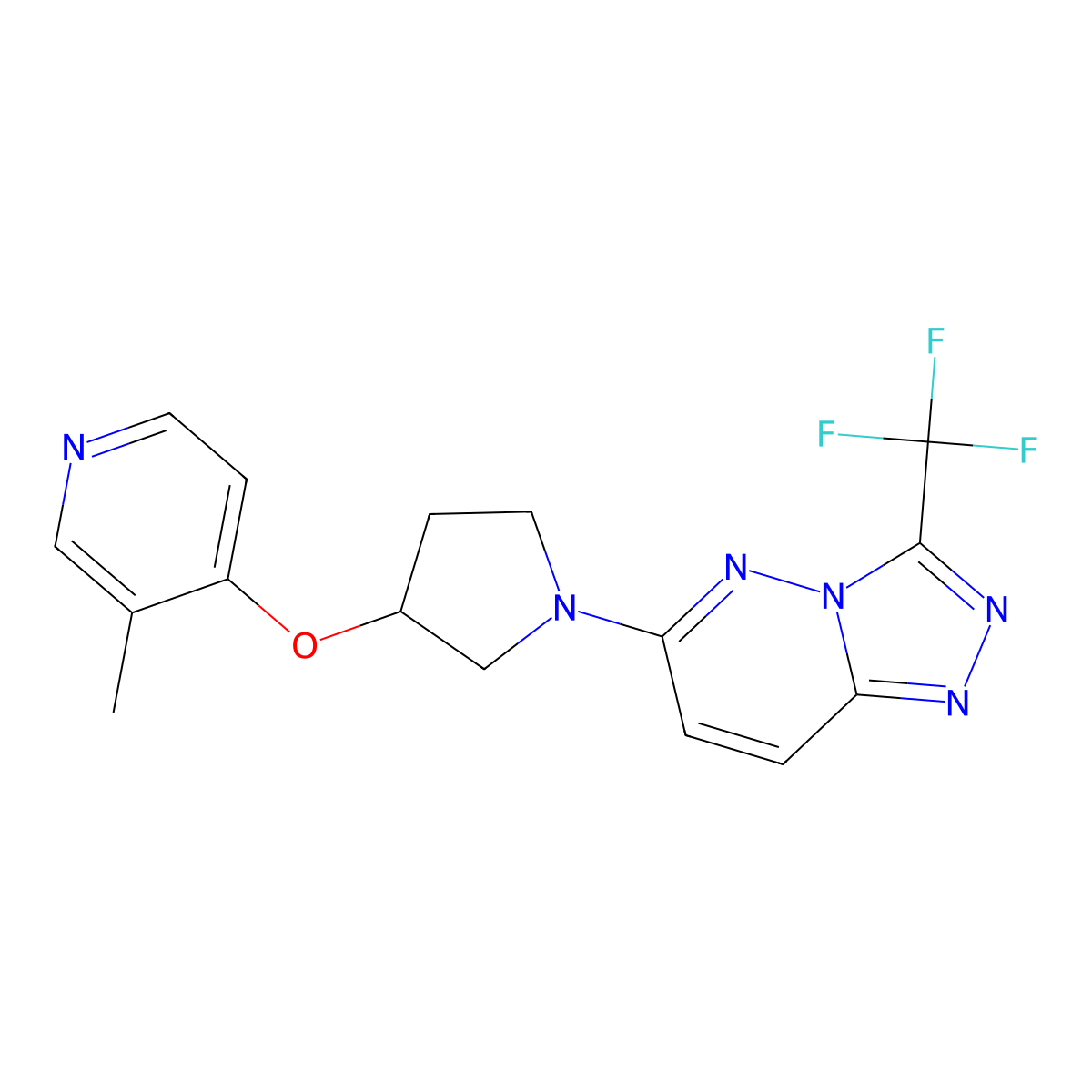3-Methyl-4-({1-[3-(trifluoromethyl)-[1,2,4]triazolo[4,3-b]pyridazin-6-yl]pyrrolidin-3-yl}oxy)pyridine molecular structure, CAS 2741933-28-6