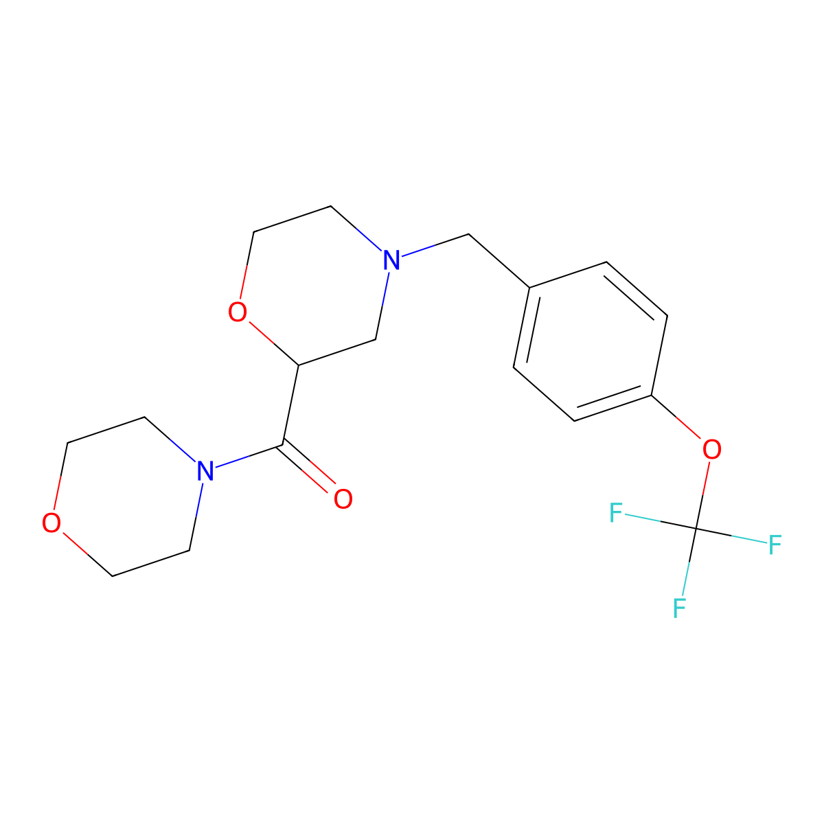 2-(Morpholine-4-carbonyl)-4-{[4-(trifluoromethoxy)phenyl]methyl}morpholine molecular structure, CAS 2741933-29-7