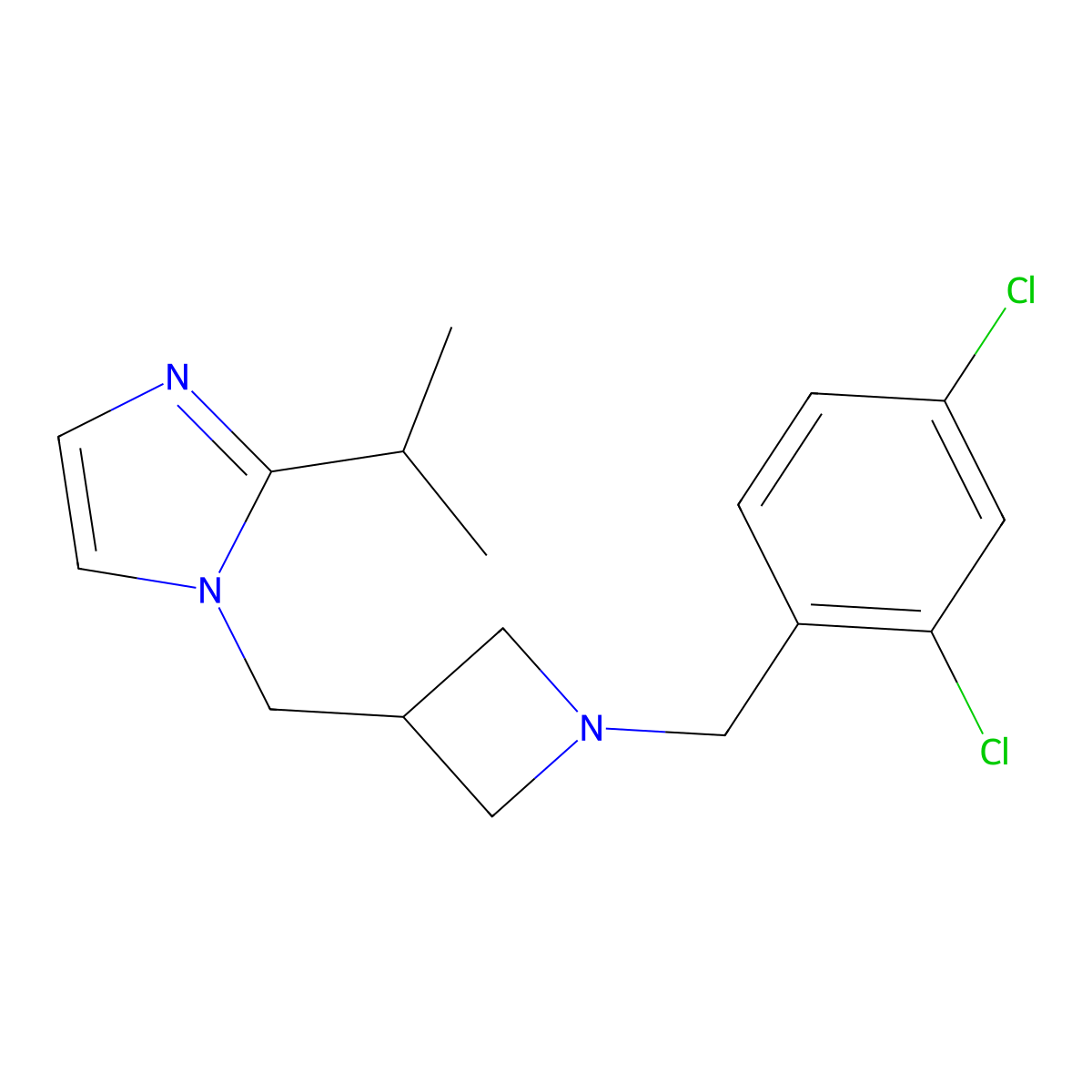 1-({1-[(2,4-dichlorophenyl)methyl]azetidin-3-yl}methyl)-2-(propan-2-yl)-1H-imidazole molecular structure, CAS 2741933-40-2