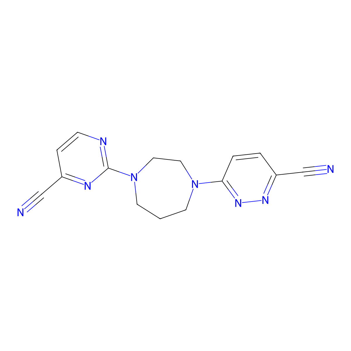6-[4-(4-Cyanopyrimidin-2-yl)-1,4-diazepan-1-yl]pyridazine-3-carbonitrile molecular structure, CAS 2741933-44-6