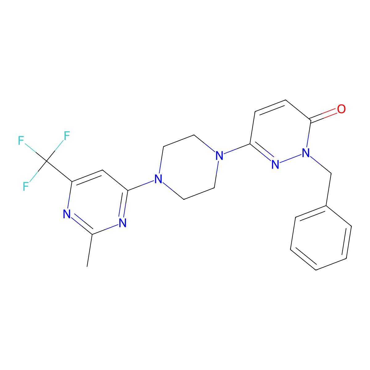 2-Benzyl-6-{4-[2-methyl-6-(trifluoromethyl)pyrimidin-4-yl]piperazin-1-yl}-2,3-dihydropyridazin-3-one molecular structure, CAS 2741933-53-7