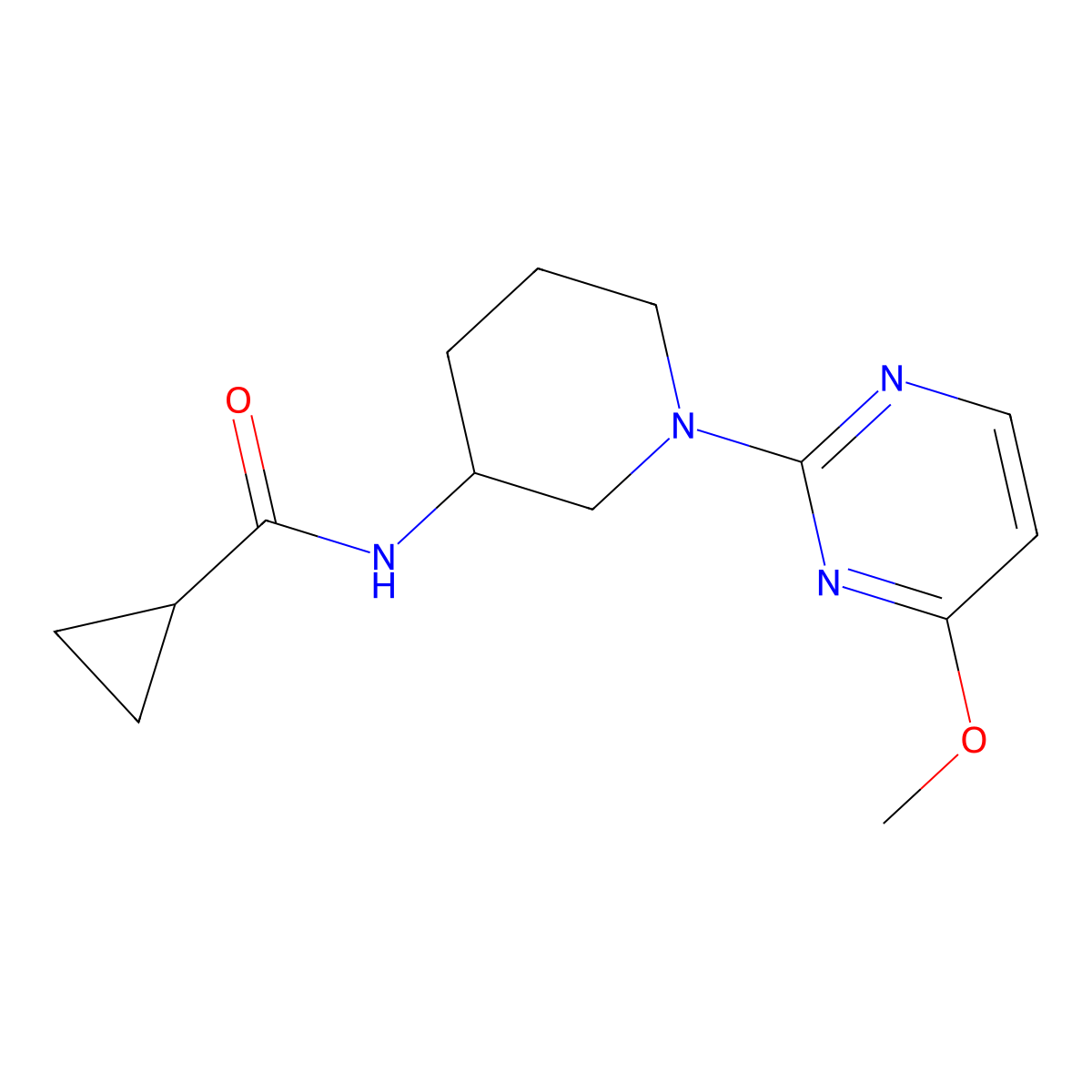 N-[1-(4-methoxypyrimidin-2-yl)piperidin-3-yl]cyclopropanecarboxamide molecular structure, CAS 2741933-54-8