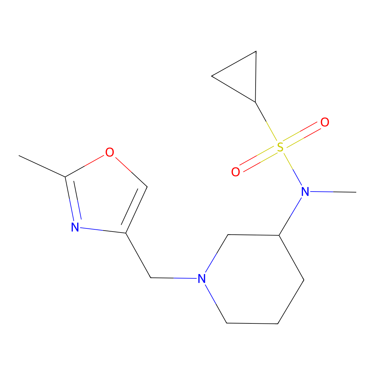 N-methyl-N-{1-[(2-methyl-1,3-oxazol-4-yl)methyl]piperidin-3-yl}cyclopropanesulfonamide molecular structure, CAS 2741933-56-0