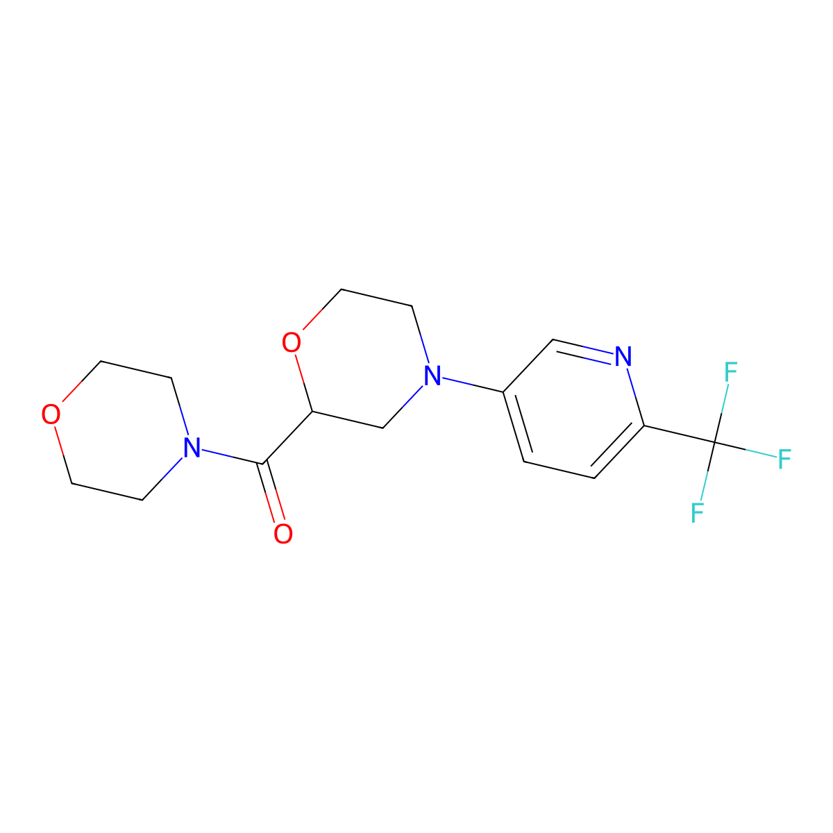 2-(Morpholine-4-carbonyl)-4-[6-(trifluoromethyl)pyridin-3-yl]morpholine molecular structure, CAS 2741933-61-7