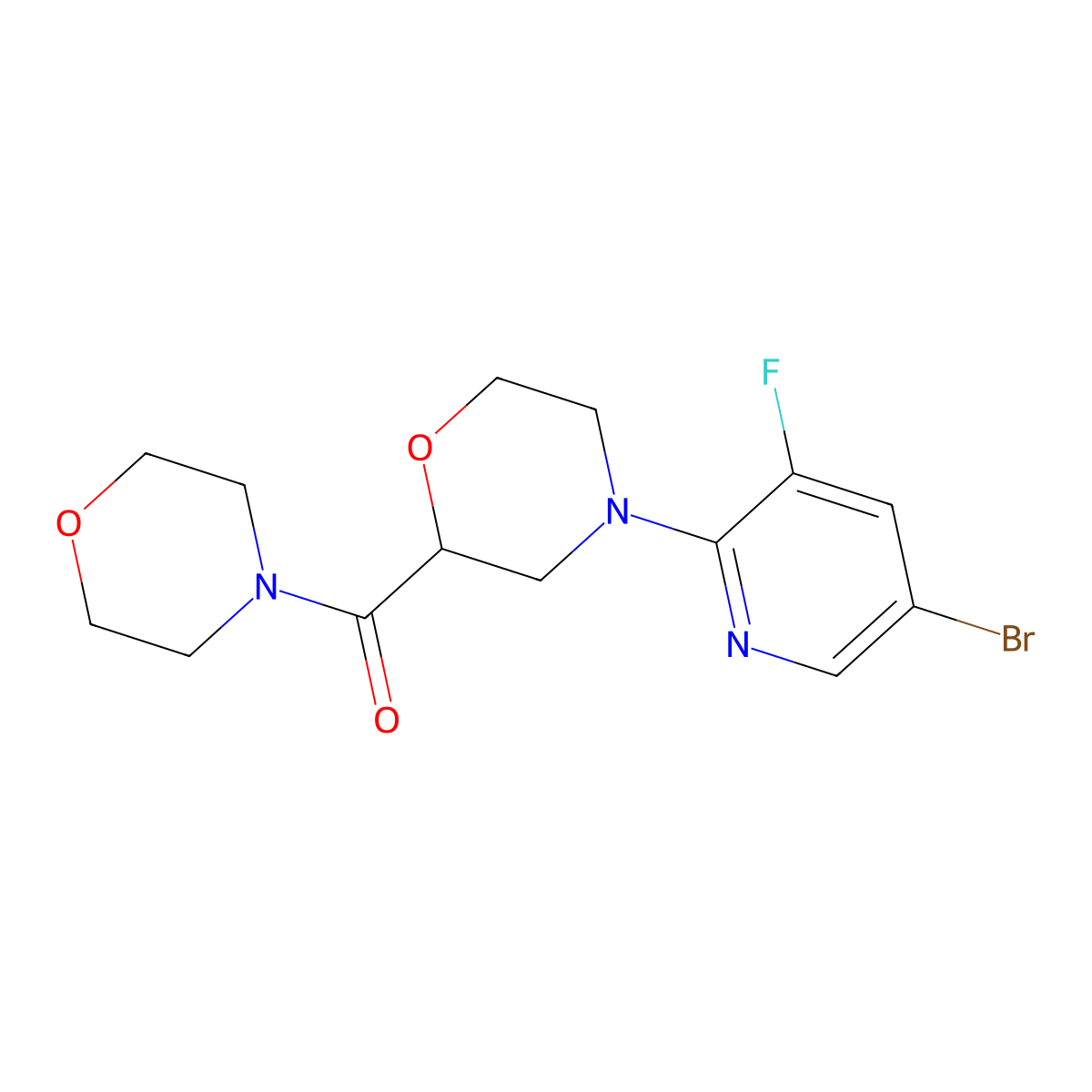 4-(5-Bromo-3-fluoropyridin-2-yl)-2-(morpholine-4-carbonyl)morpholine molecular structure, CAS 2741933-73-1
