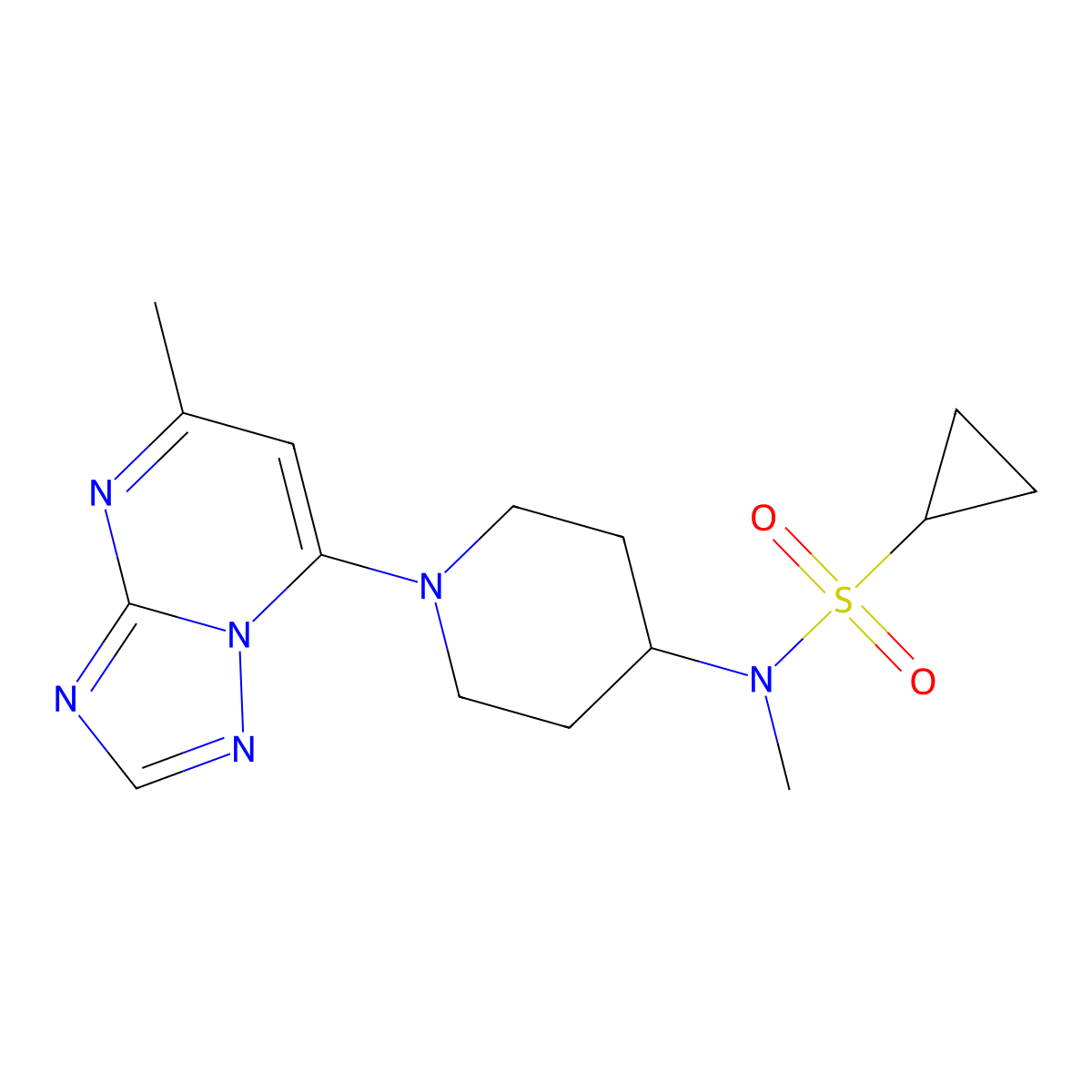 N-methyl-N-(1-{5-methyl-[1,2,4]triazolo[1,5-a]pyrimidin-7-yl}piperidin-4-yl)cyclopropanesulfonamide molecular structure, CAS 2741933-74-2