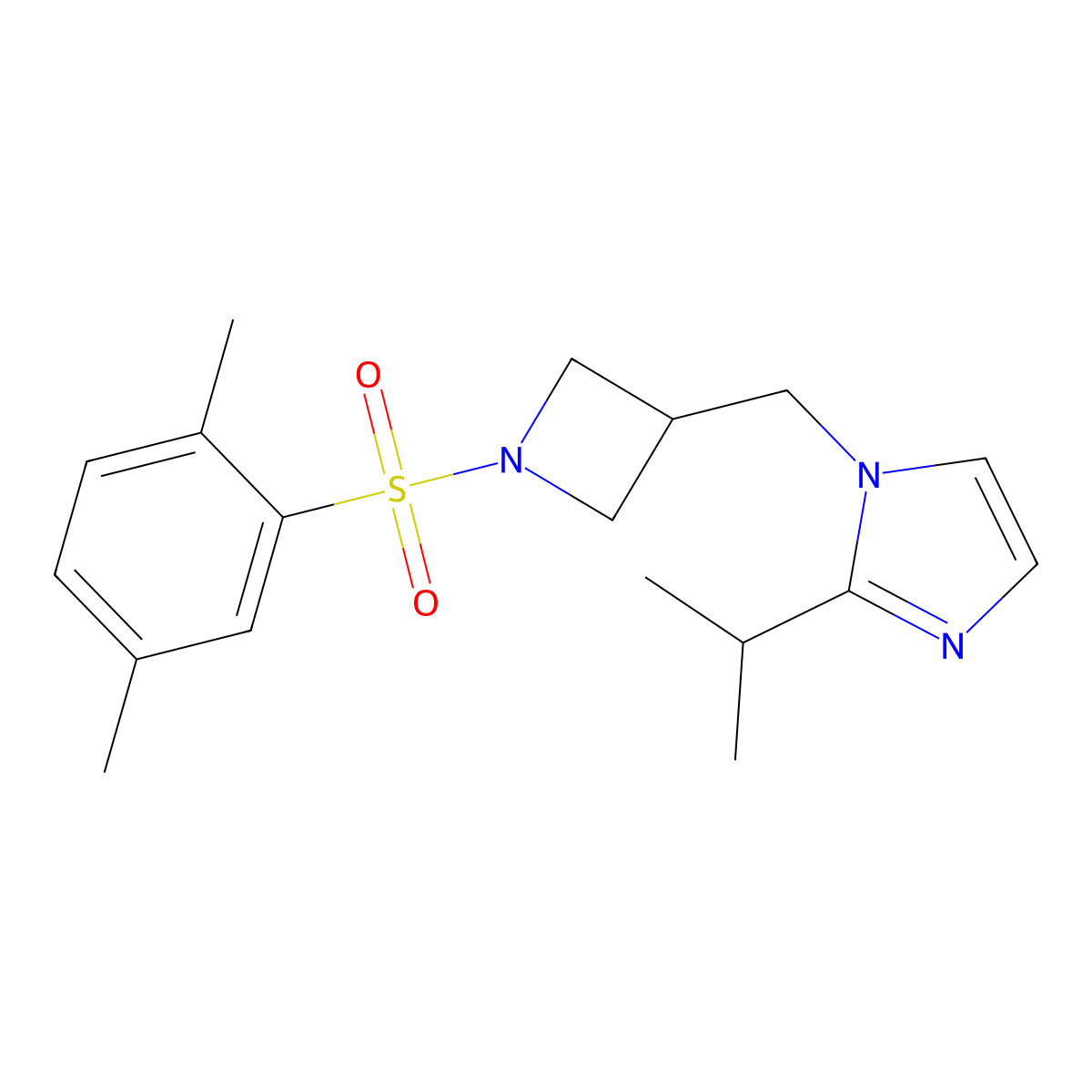 1-{[1-(2,5-dimethylbenzenesulfonyl)azetidin-3-yl]methyl}-2-(propan-2-yl)-1H-imidazole molecular structure, CAS 2741933-78-6