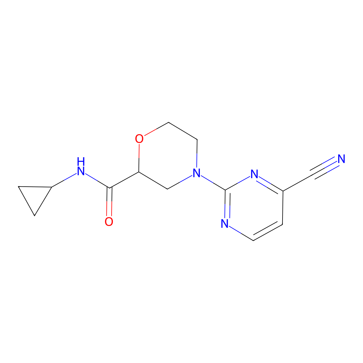 4-(4-cyanopyrimidin-2-yl)-N-cyclopropylmorpholine-2-carboxamide molecular structure, CAS 2741933-80-0