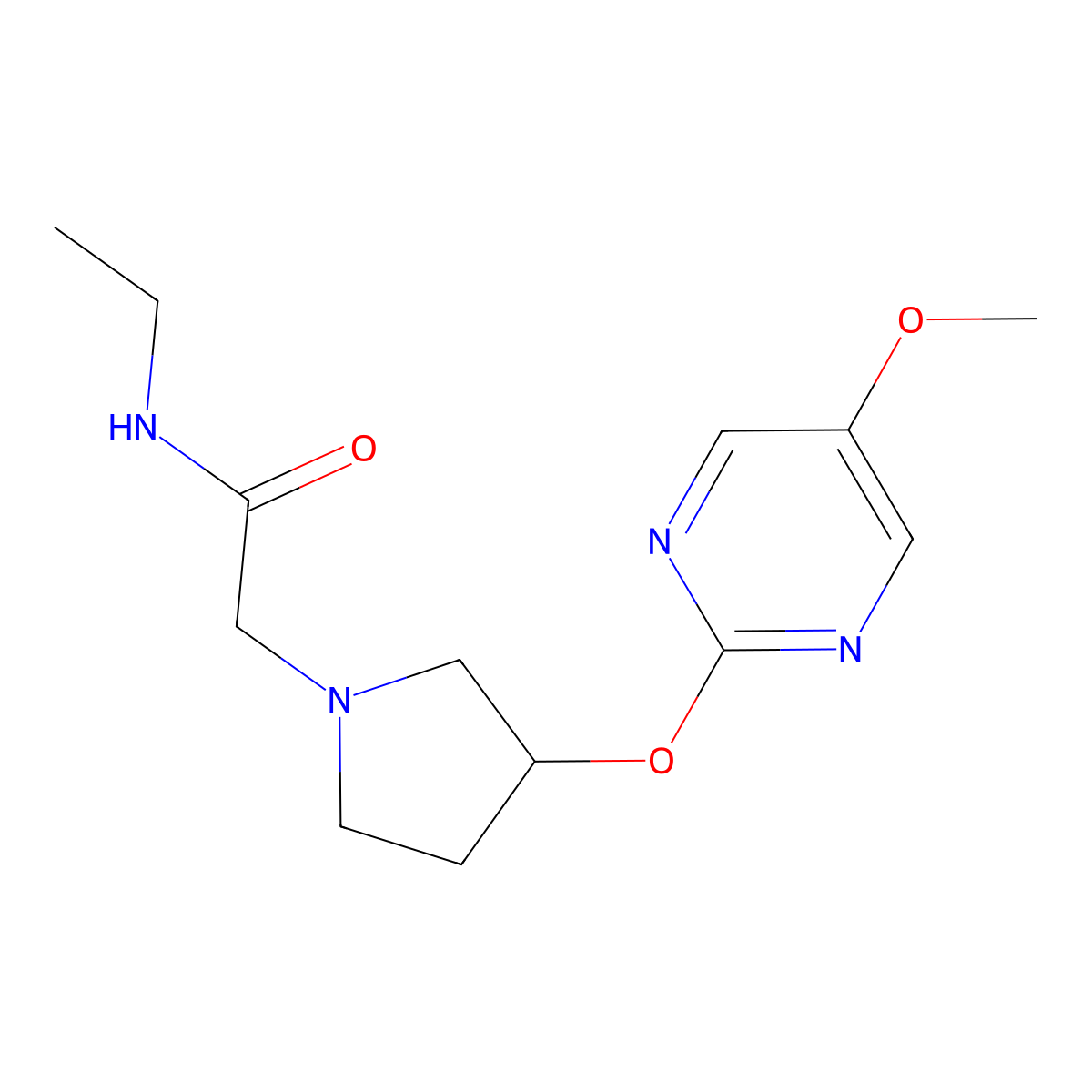 N-ethyl-2-{3-[(5-methoxypyrimidin-2-yl)oxy]pyrrolidin-1-yl}acetamide molecular structure, CAS 2741933-83-3