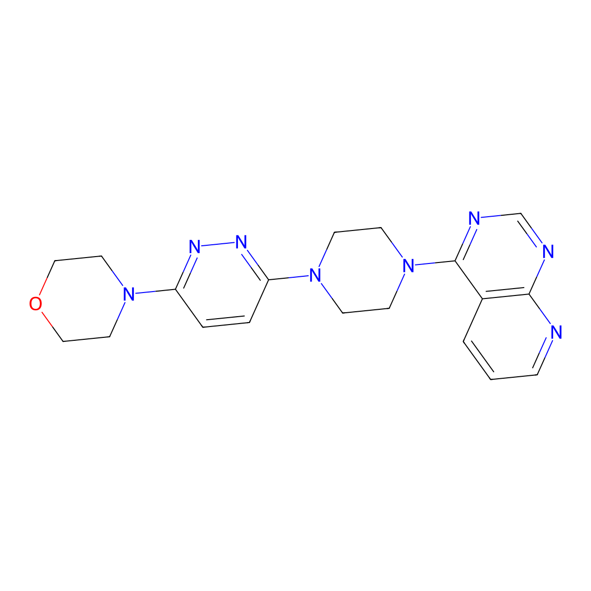 4-[6-(4-{Pyrido[2,3-d]pyrimidin-4-yl}piperazin-1-yl)pyridazin-3-yl]morpholine molecular structure, CAS 2741933-84-4